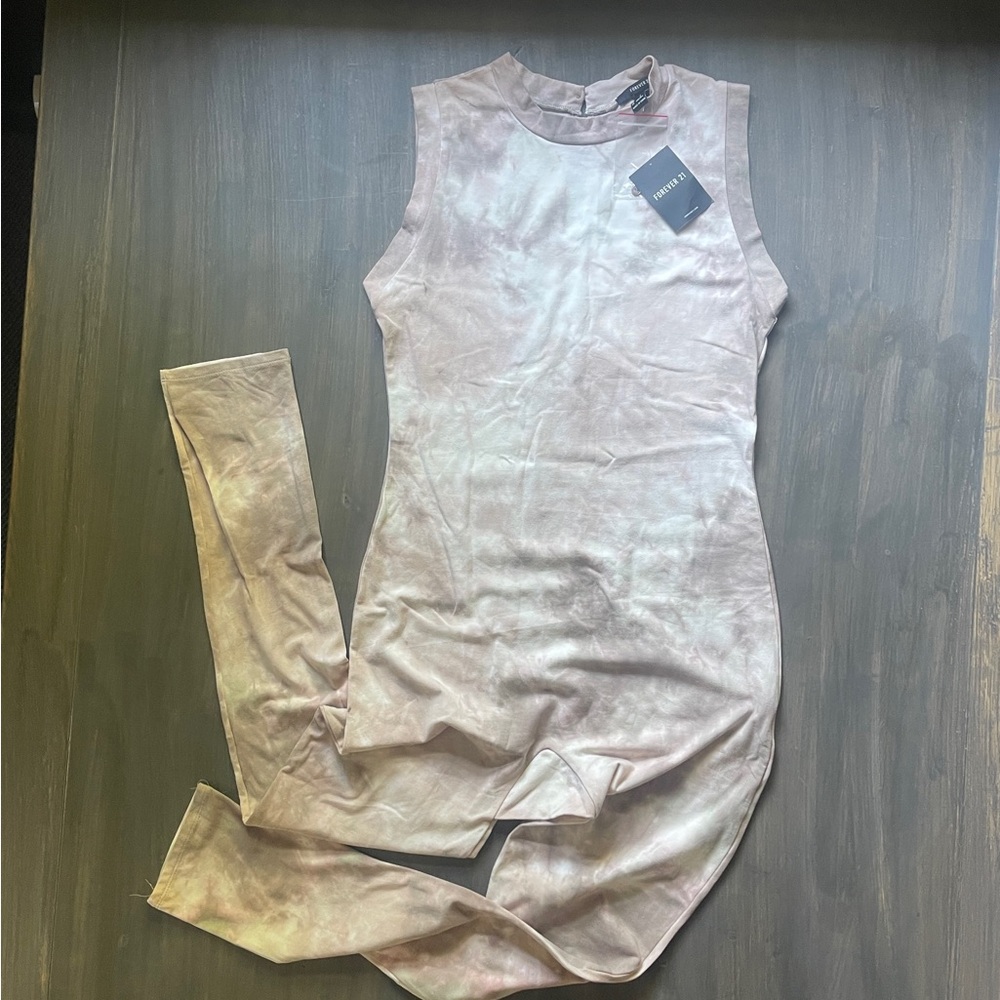 Forever 21 Pink Tie-Dye Sleeveless Jumpsuit
